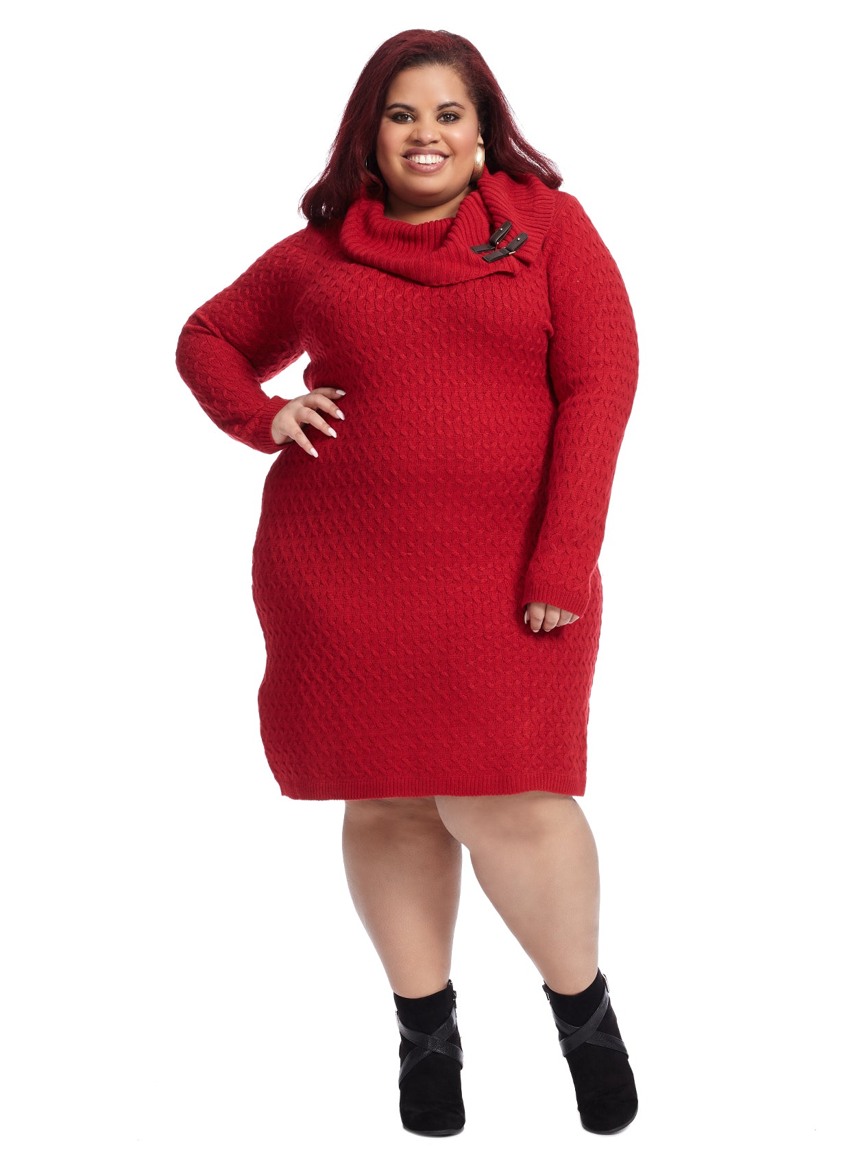 Cowl Neck Red Sweater Dress | Sandra ...